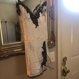 White babydoll lingerie with black lace